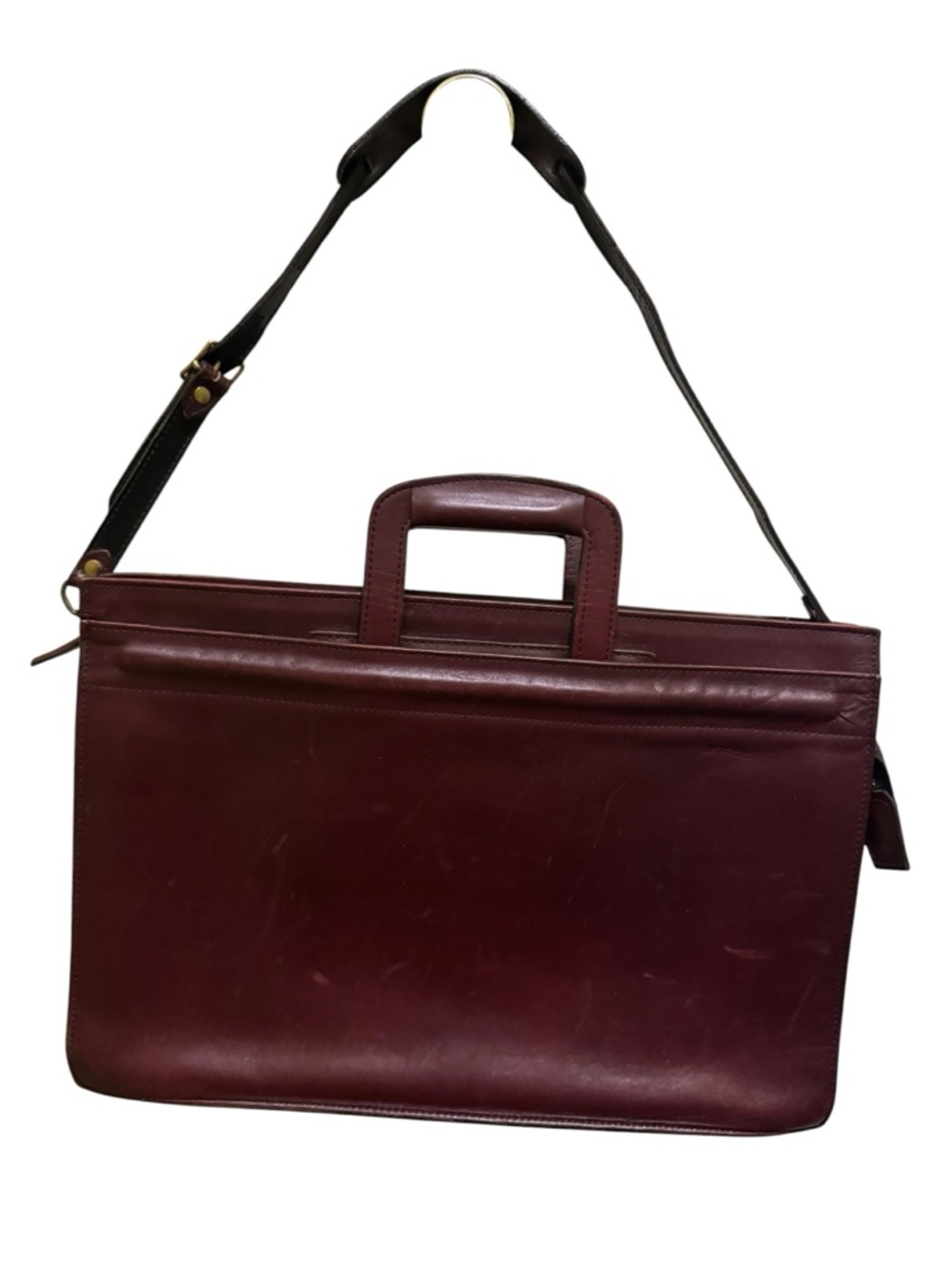 Leather Briefcase Shoulder Bag in Dark Brown - Picture 2 of 9